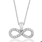 Gümüş Beyaz Taşlı Sonsuzluk Kadın Kolye