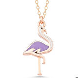 Gümüş Rose Flamingo Kadın Kolye