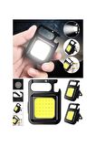 4 Adet USB Şarj Edilebilir Lamba El Feneri Mini LED Anahtarlık Taşınabilir Kamp Feneri