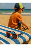 Sevimli Çocuk Çift Renk Turuncu Siyah Kids Güneş Gözlüğü Çerçeve UV 400 Korumalı CE Belgeli