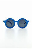 Sevimli Çocuk Güneş Gözlüğü Mavi Yuvarlak Çerçeve UV 400 Korumalı CE Belgeli Kids Çocuk Güneş Gözlk