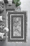 Gümüş Dot Keçe Kaymaz Taban Modern Salon Saçaksız Halı B1176
