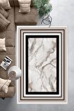 Vizon Pvc Deri Kaymaz Taban Çerçeve Salon Saçaksız Halı B1260