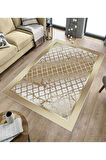 Gold Dot Keçe Kaymaz Taban Modern Salon Saçaksız Halı B1283