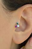 Silver Arkası Düz Çelik Kiraz Tragus Piercing Helix Lob Kıkırdak