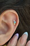 Gold Arkası Düz Çelik Soft Renkli Tragus Piercing Helix Lob Kıkırdak