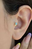 Gold Arkası Düz Çelik Soft Renkli Tragus Piercing Helix Lob Kıkırdak