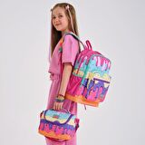 Coral High Kids Pembe Rengarenk Dondurma Desenli 3’lü Okul Çanta Seti SET23731