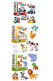 Circle Toys 3'lü Araçlar Ve Hayvanlar Bebek Eğitici Puzzle Seti
