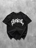 Aesco Bisiklet Yaka Ön Baskılı  Kısa Kollu Tişört Streetwear Günlük Basic Pamuklu T-shirt - Siyah