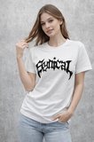 Aesco Bisiklet Yaka Ön Baskılı Kısa Kollu Tişört Streetwear Günlük Basic Pamuklu T-shirt - Beyaz
