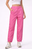 Aesco Paraşüt Kumaş Pantolon Bel Ve Paça Ayarlanabilir Lastikli Spor Pantolon - Pembe