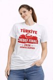 Aesco TÜRKİYE Baskılı Tişört Ay Yıldız 2026 Dünya Kupası Taraftar Forma T-Shirt - Beyaz