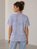 Aesco Yıkamalı Washed Effect Tişört Bisiklet Yaka Sokak Stil Kısa Kol T-Shirt - Gri