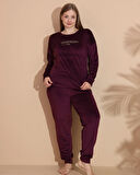 Aesco Estiva 25393 Uzun Kol Battal Kadife Pijama Takımı