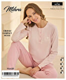Aesco Mihra 90780 Kadın Yarı Patlı Uzun Kol Pijama Takımı