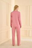 Aesco Mihra 19103 Kadın Düğmeli Uzun Kol Pijama Takımı