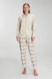 Aesco Fermuarlı Uzun Kol Sweatshirt Pantolon Takım Viskon ve Pamuklu Pijama Takımı