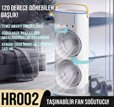 Masaüstü Çift Fanlı Buzlu Vantilatör Led Işıklı Otomatik Salınımlı Taşınabilir Soğutucu Fan Buzlu Klima