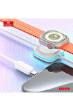 Usb to Type-C ve 2.5W Kablosuz Saat Şarj Çıkışlı 2in1 Hızlı Şarj Kablosu Apple Watch Şarj
