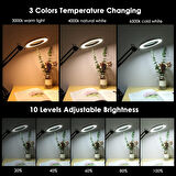 8x Büyüteçli LED 360 Derece Ayarlanabilir Masa Lambası 3 Renk Modlu Metal Esnek Kelepçeli