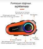 Q08-2X RGB Işıklı Intercom 2 Kişi Bağlantılı Motosiklet Kask Bluetooth Kulaklık Seti 1000mAh