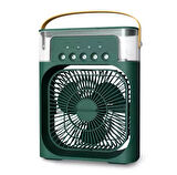 Taşınabilir Işıklı 5 Spreyli Vantilatör Buzlu Buharlı Vantilatör Mini Fan Nemlendirici 600Ml Su Hazneli Yeşil