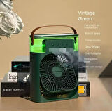 Taşınabilir Işıklı 5 Spreyli Vantilatör Buzlu Buharlı Vantilatör Mini Fan Nemlendirici 600Ml Su Hazneli Yeşil
