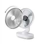 Mini Masaüstü Fan Usb Şarjlı 4 Kademeli Kişisel Otomatik Salınımlı Taşınabilir Soğutucu Vantilatör D77-Silver
