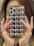 Iphone 15 Pro Max Uyumlu Silver 3D Kalpli Telefon Kılıfı