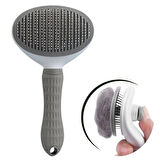 Kedi Köpek Tüy Toplayıcı Kendini Temizleyebilen Ergonomik Rahat Evcil Hayvan Tarağı Gri