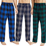 Pijalüx Erkek  Kareli Poplin Cepli Alt Pijama