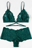 Kadın Yeşil Özel Şık Sütyen Külot Takımı