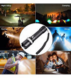 Profesyonel Şarjlı El Feneri Uzun Menzilli Şarjlı Zoomlu Süper Güçlü Acil Durum Feneri Çift Bataryal