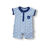 6-9 9-12 12-18 Ay Galaksi Baskılı Çıtçıtlı Kısa Kollu Erkek Bebek Tulumu Lacivert