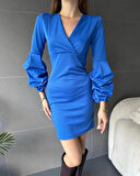 KRUVAZE YAKA MİNİ ELBİSE