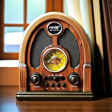 Orta Boy Kubbe Model Retro Ahşap Tasarım Bluetooth Hoparlörlü Radyo FMAM Destekli Şarjlı ve Taşınabilir Radyo NS7061