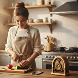 Orta Boy Kubbe Model Retro Ahşap Tasarım Bluetooth Hoparlörlü Radyo FMAM Destekli Şarjlı ve Taşınabilir Radyo NS7061