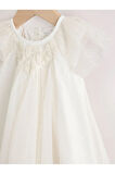 Beyaz File Simli Fırfırlı Omuz Bebek Elbisesi