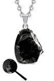 Sertifikalı Ham Işlenmemiş Obsidyen Taşı Kolye (GÜMÜŞ APARATLI)
