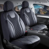 Volkswagen Golf Mk 6 2008-2012 Uyumlu Lüx Yarı Deri Oto Koltuk Kılıfı Ön Arka Takım Yeni Siena SİYAH MAVİ