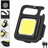 Hs-37 Led Anahtarlıklı Cep Boy Cob Led Metal Kasa Mıknatıslı Şişe Açacağı Usb’li Şarj Edilebilir El Feneri