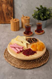 Arven - Bambu Ayaklı Servis Tabağı Meyve Kurabiye Kek Pasta Tatlı Yemek Sunum Tabağı 28 x 6 cm
