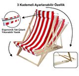 Ahşap Katlanır Şezlong Bahçe/balkon/teras/plaj 3 Kademe Ayarlı Balıkçı Tv Koltuğu Şezlong Kırmızı