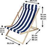 Ahşap Katlanır Şezlong Bahçe/balkon/teras/plaj 3 Kademe Ayarlı Balıkçı Tv Koltuğu Şezlong Mavi