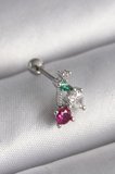 316L Çelik Gümüş Renk Zirkon Taşlı Tragus Piercing 5886