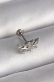 316L Çelik Gümüş Renk Dal Model Zirkon Taş Detaylı Tragus Piercing 5886