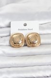 316L Çelik Gold Renk Düğme Model Kadın Küpe 5886