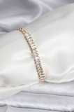 14K Gold Renk Kaplama Zirkon Taşlı Baget Model CM Kadın Bileklik 5886