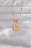 316L Çelik Gold Renk Pembe Mineli El Figür Tarot Kolye 5886